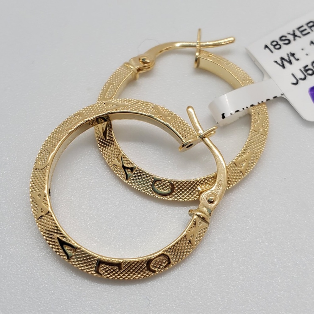 18k Solid Gold Hoop Earrings - Picture 6 of 11